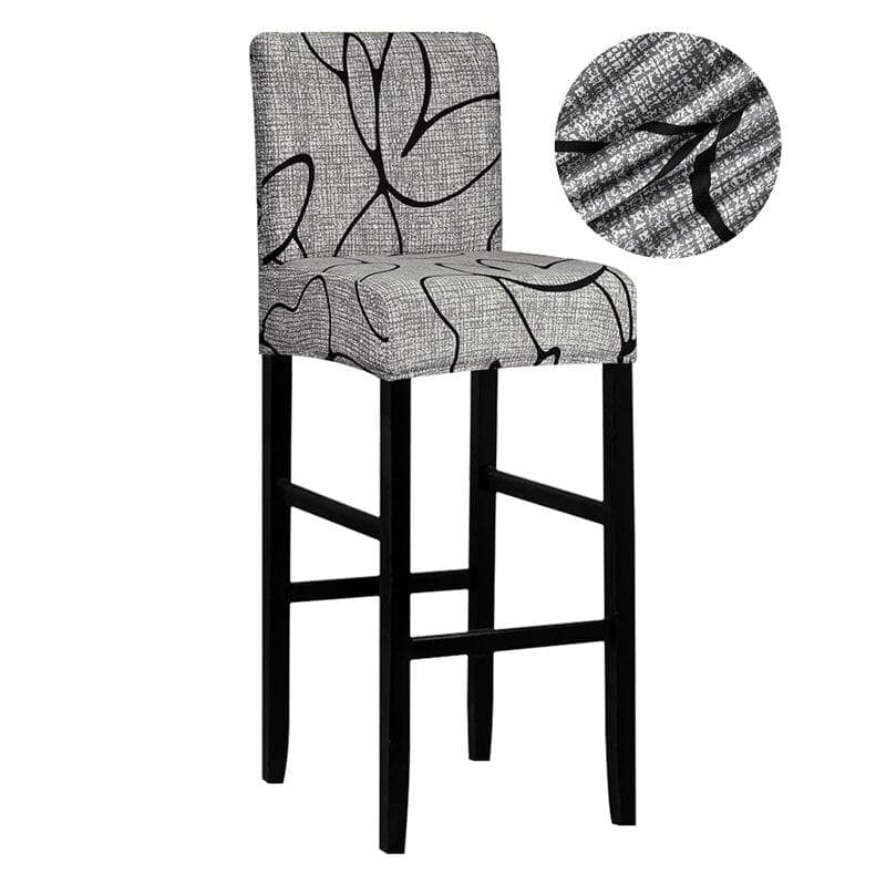 Sivý Poťah Na Barovú Stoličku S Čiernymi Vzormi