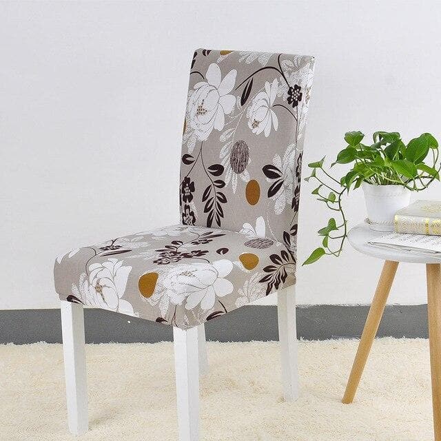 Sivý Kvetinový Poťah Na Stoličku