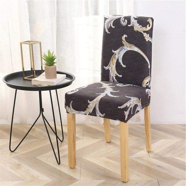 Tmavosivý Kvetinový Poťah Na Stoličku