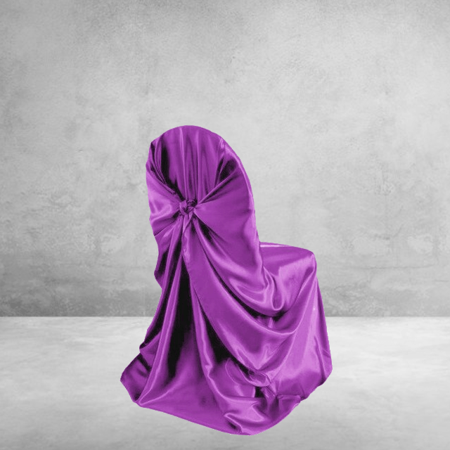 Fialový Saténový Poťah Na Svadobnú Stoličku